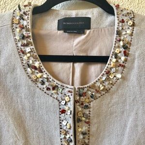 BCBGMAXAZRIA Linen Beaded Coat
